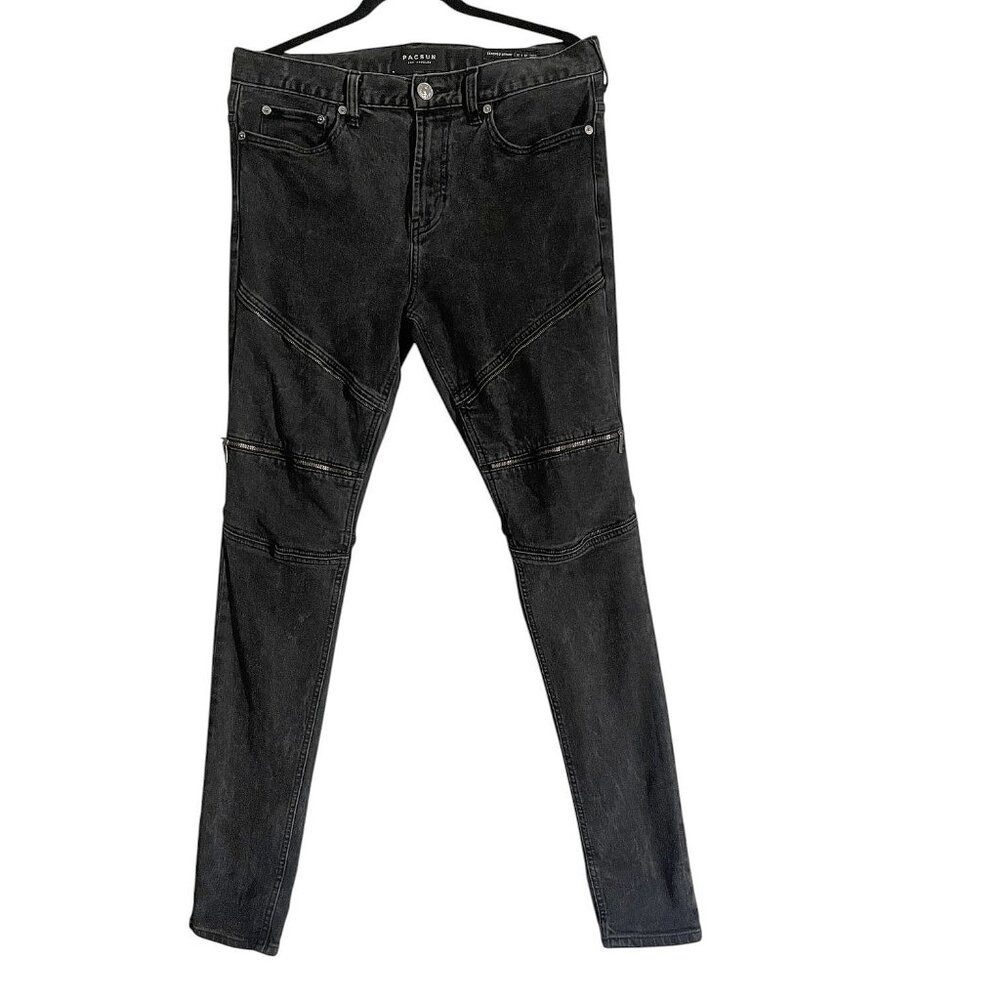 PACSUN Stacked Skinny Jeans Comfort Stretch Zipper Accent Size 32x32